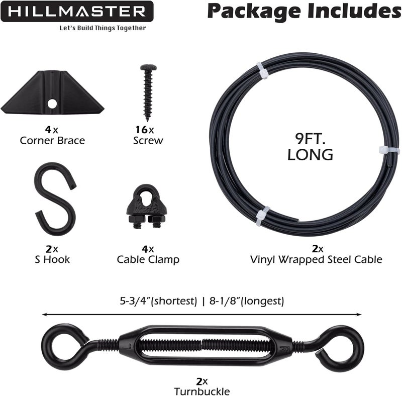 HILLMASTER Durable Anti Sag Gate Kit for Wooden Fence, Anti-Sag Gate Support Cable Kit in Zinc, Anti-Sagging Fence Gate Kit Steel Gate Hardware, Wood Door Repair Kit for Outdoor, Gate Frame Kit Black, 2 Pack - Image 4